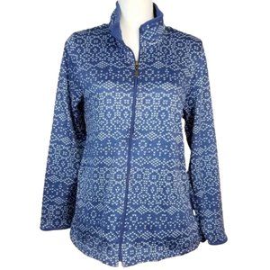 STAN HERMAN Blue & White Full Zip Sweater Jacket - Women's M